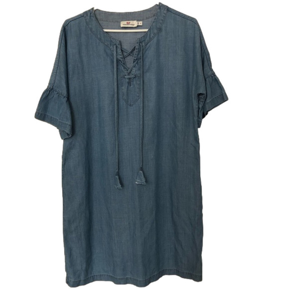 Vineyard Vines Short Sleeve Jean Shift Dress - Picture 1 of 4